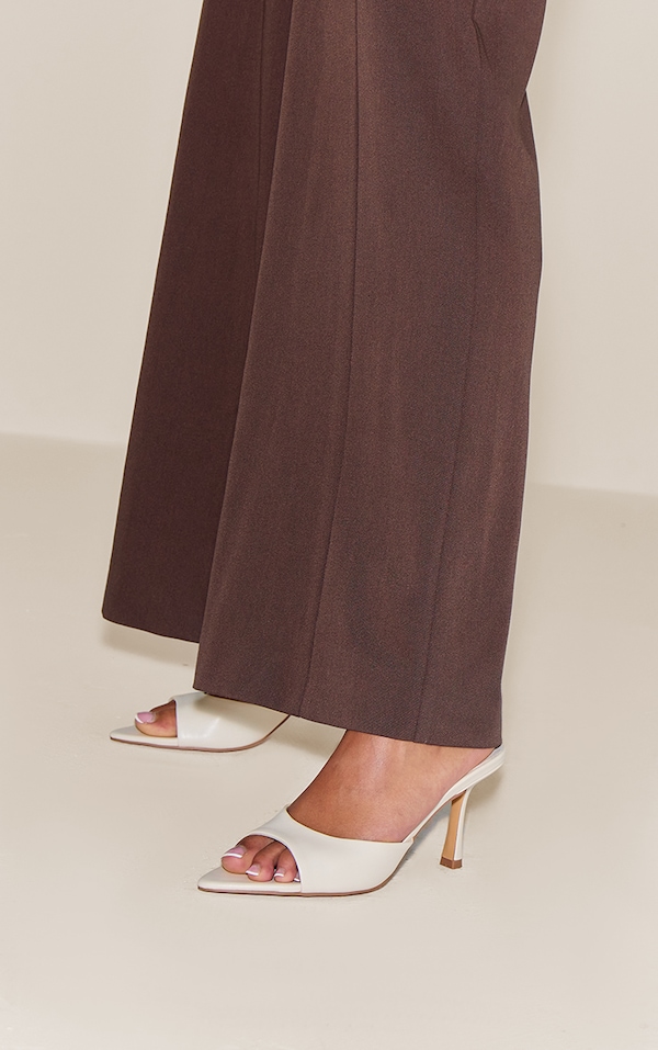 Cream Point Toe Heeled Mules
