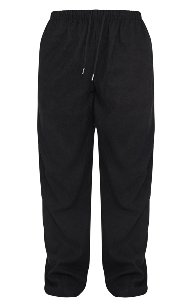 Black Cord Tie Waist Low Rise Trousers image 5