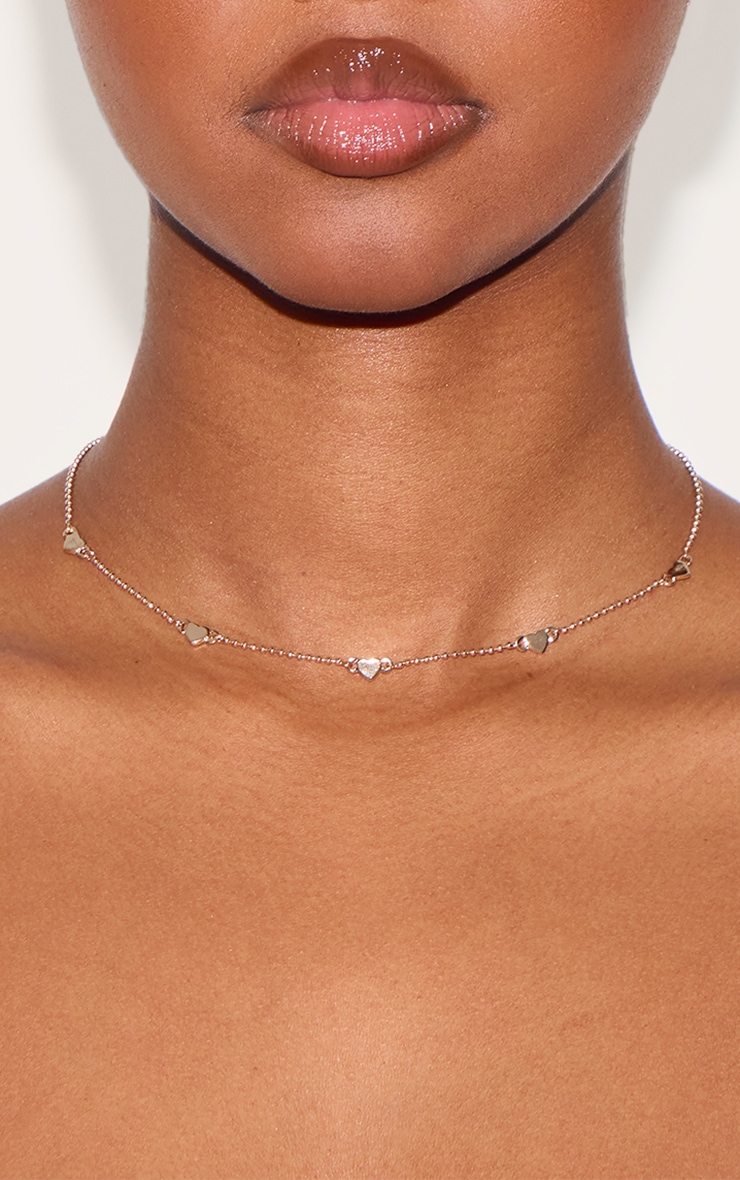 Gold Dainty Heart Short Chain Necklace image 3