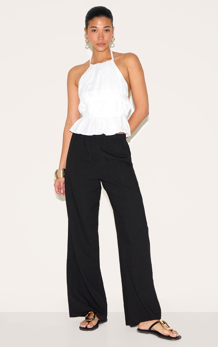 White Lightweight Woven Tiered Tie Back Long Top image 3