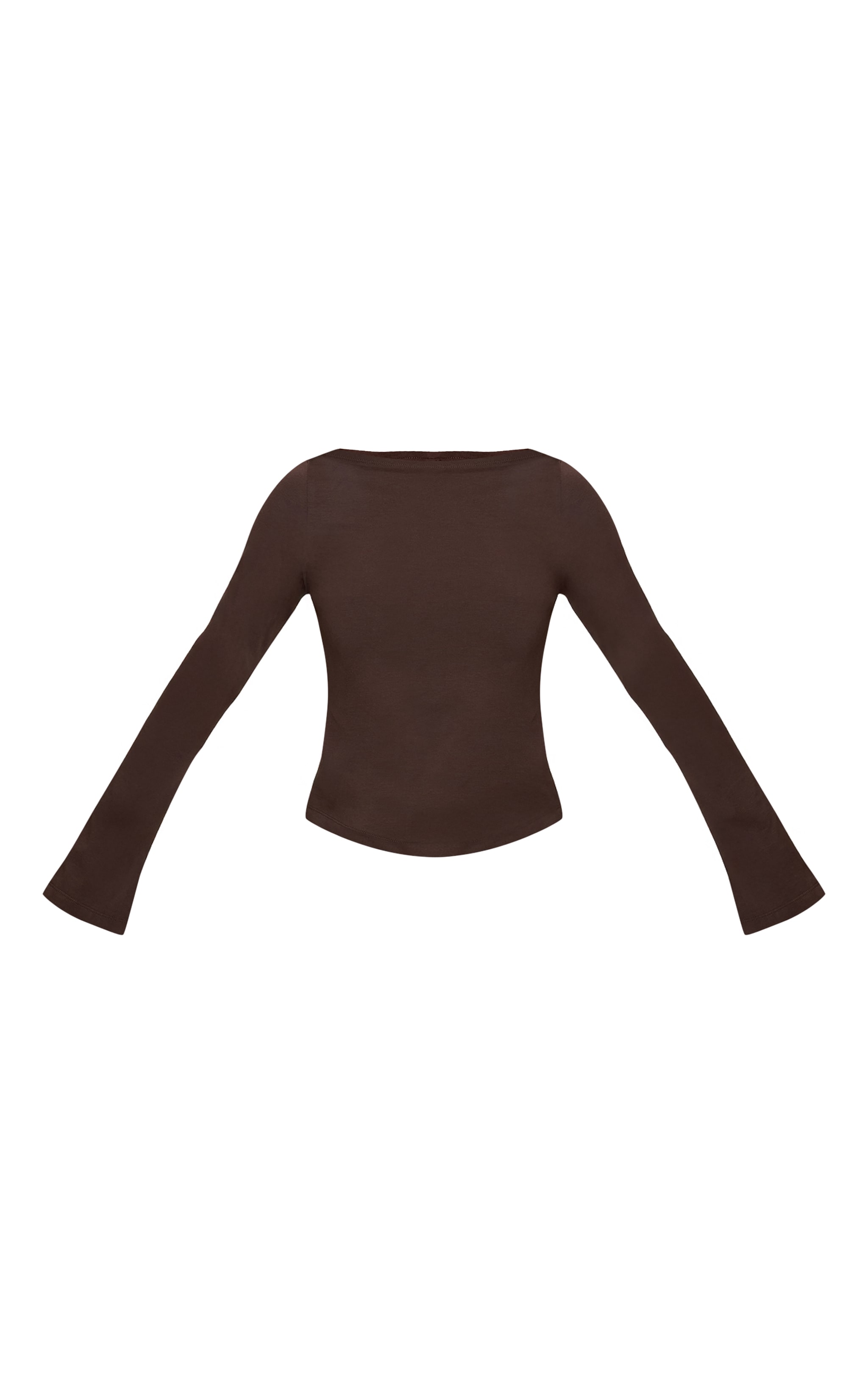 Dark Chocolate Soft Cotton Boat Neck Flared Long Sleeve Top image 5