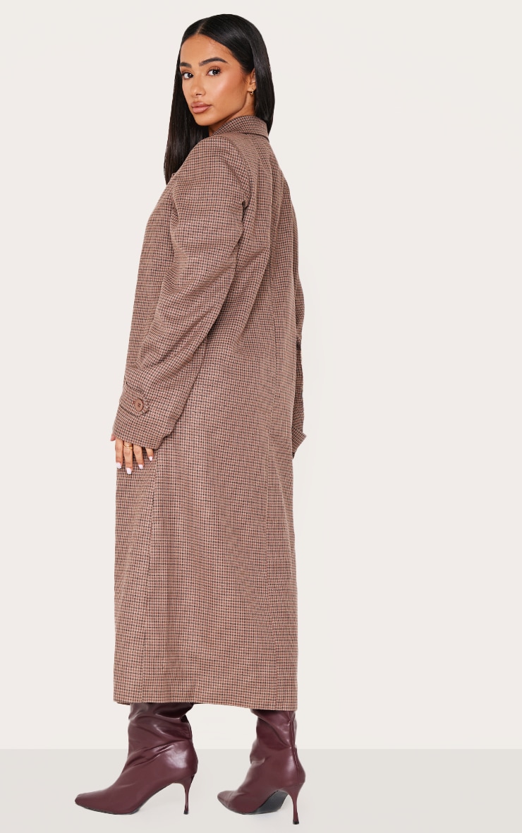 Petite Multi Check Print Oversized Trench Coat image 2