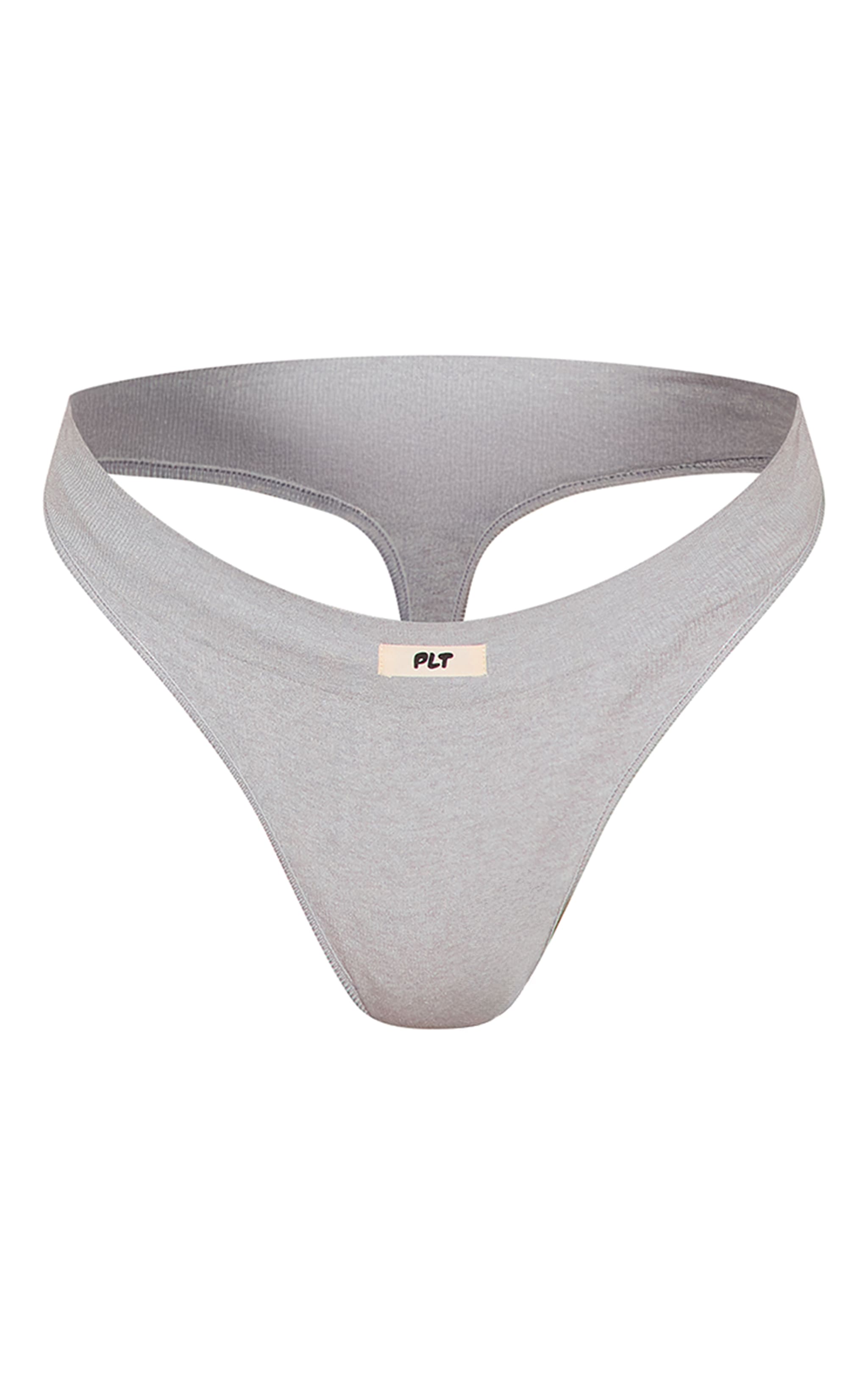 PRETTYLITTLETHING Grey Badge Seamless Thong image 5