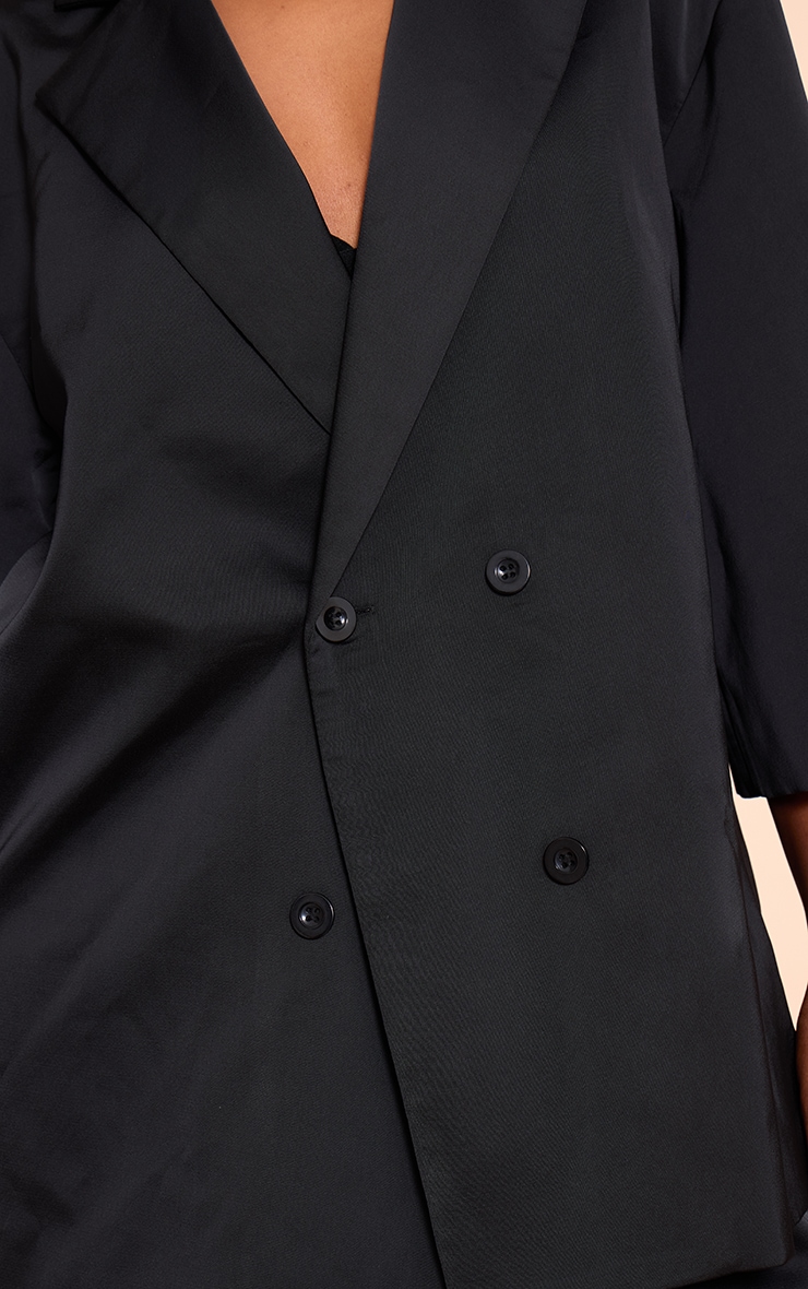 Black Tailored Satin Oversized Blazer image 4