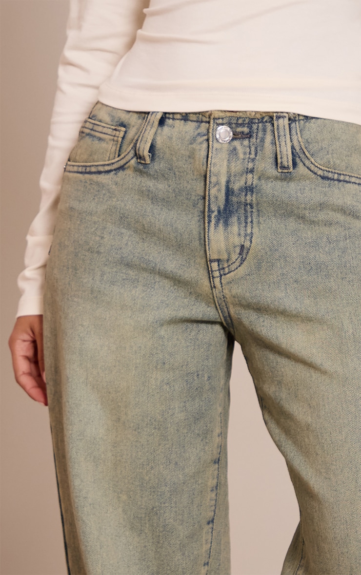 Petite Washed Grey Fray Waist Low Rise Straight Leg Jeans image 4