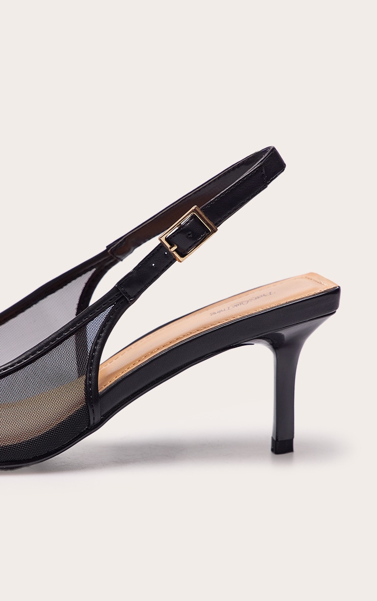 Talons pointus en mesh noir à bride derrière image 5