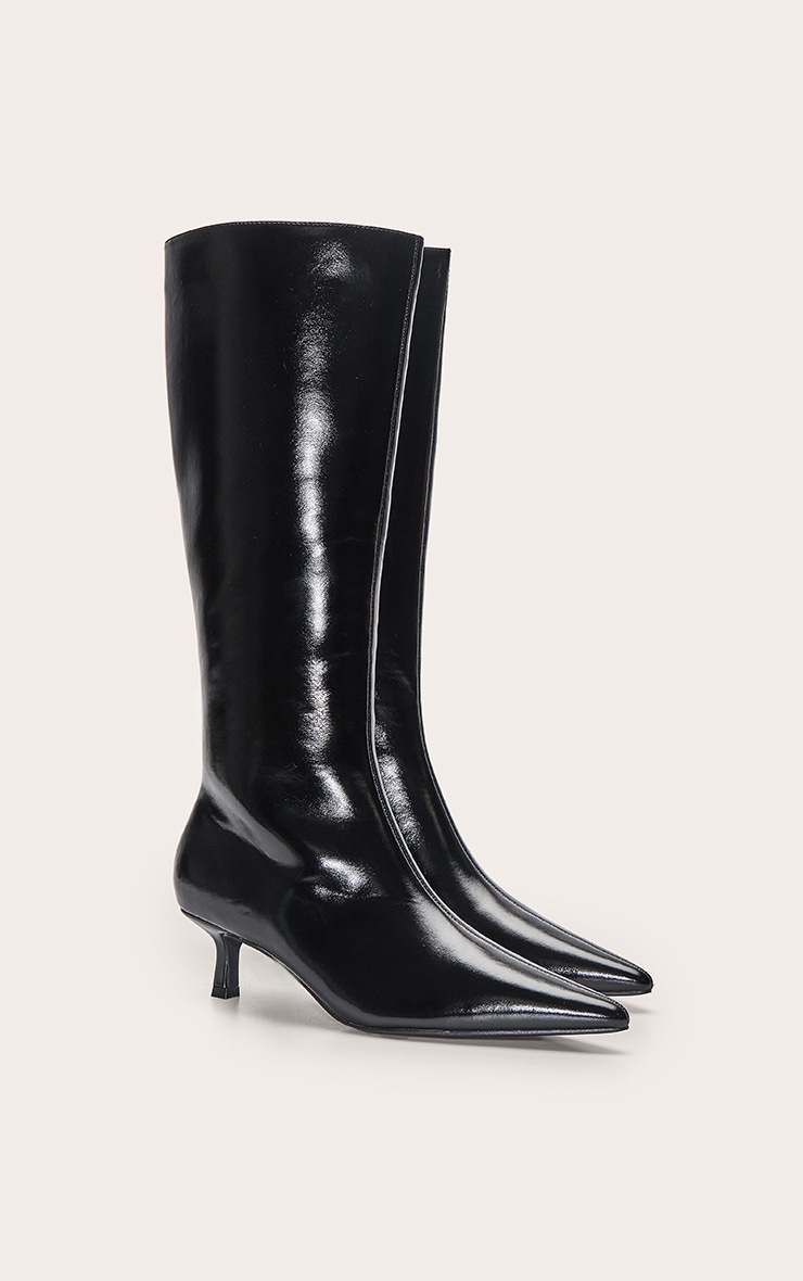 Black Point Toe Kitten Heel Knee High Boot image 3