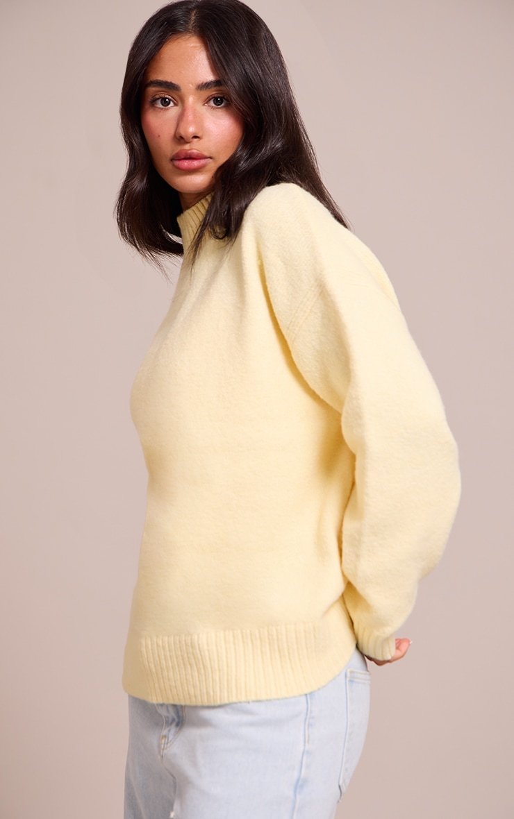 Petite Lemon Knit Oversized Polo Neck Sweater image 4