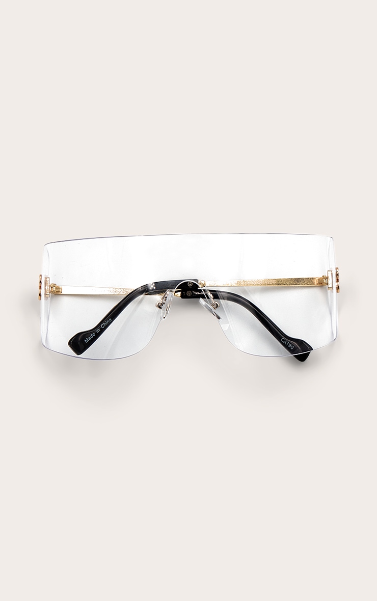 Clear Iridescent Wrap Around Oversized Visor Sunglasses image 2