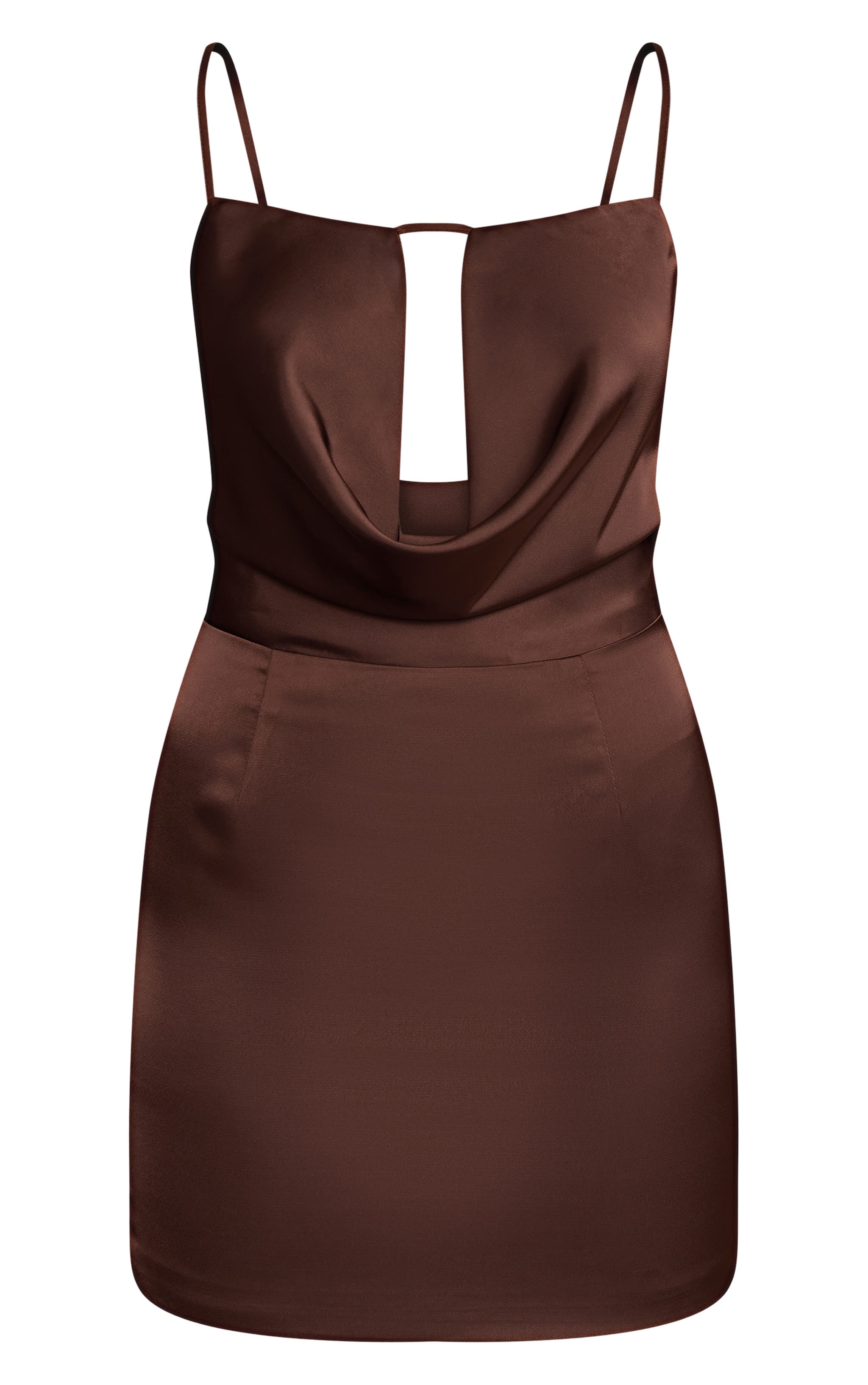 Brown Satin Cowl Neck Mini Shift image 5