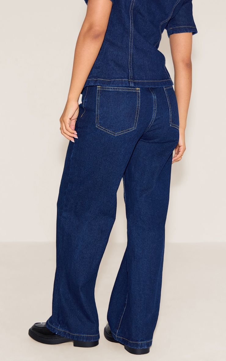 Petite Jean droit bleu indigo délavé à taille mi-haute image 3