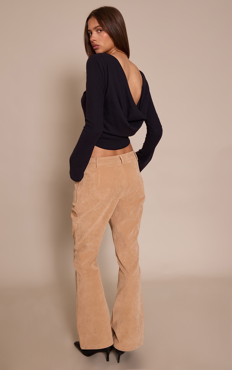 Pantalon flare en suédine sable image 3
