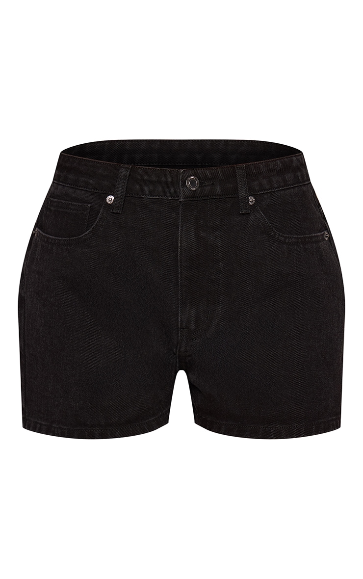Washed Black High Waist Denim Mom Shorts  image 6