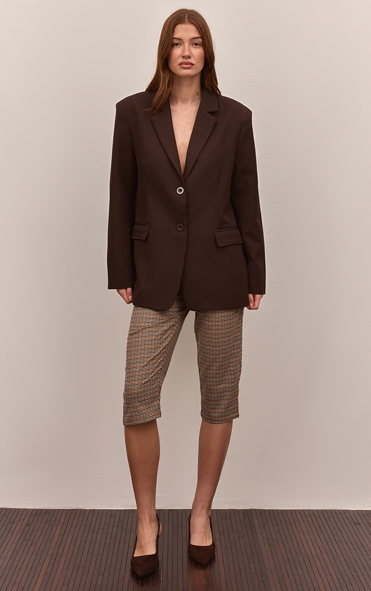 Brown Check Tailored Capris image 2