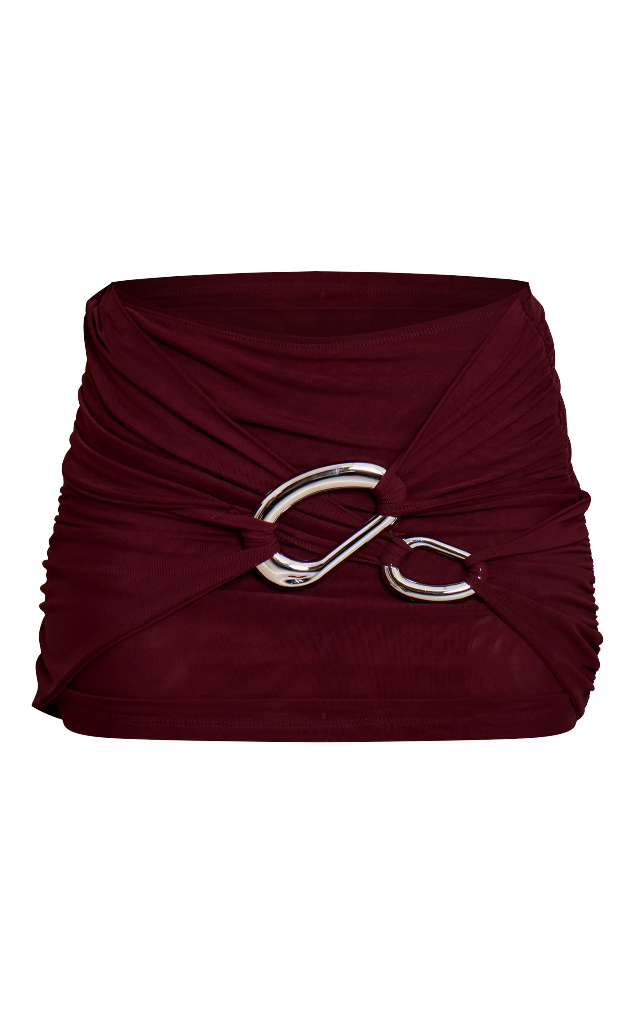 Plum Double Layer Mesh Wrap Trim Detail Mini Skirt image 6
