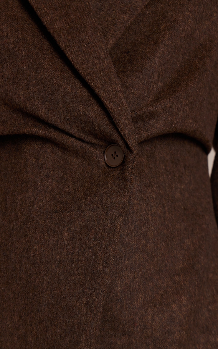Dark Brown Brushed Pinstripe Cinched Waist Blazer image 4