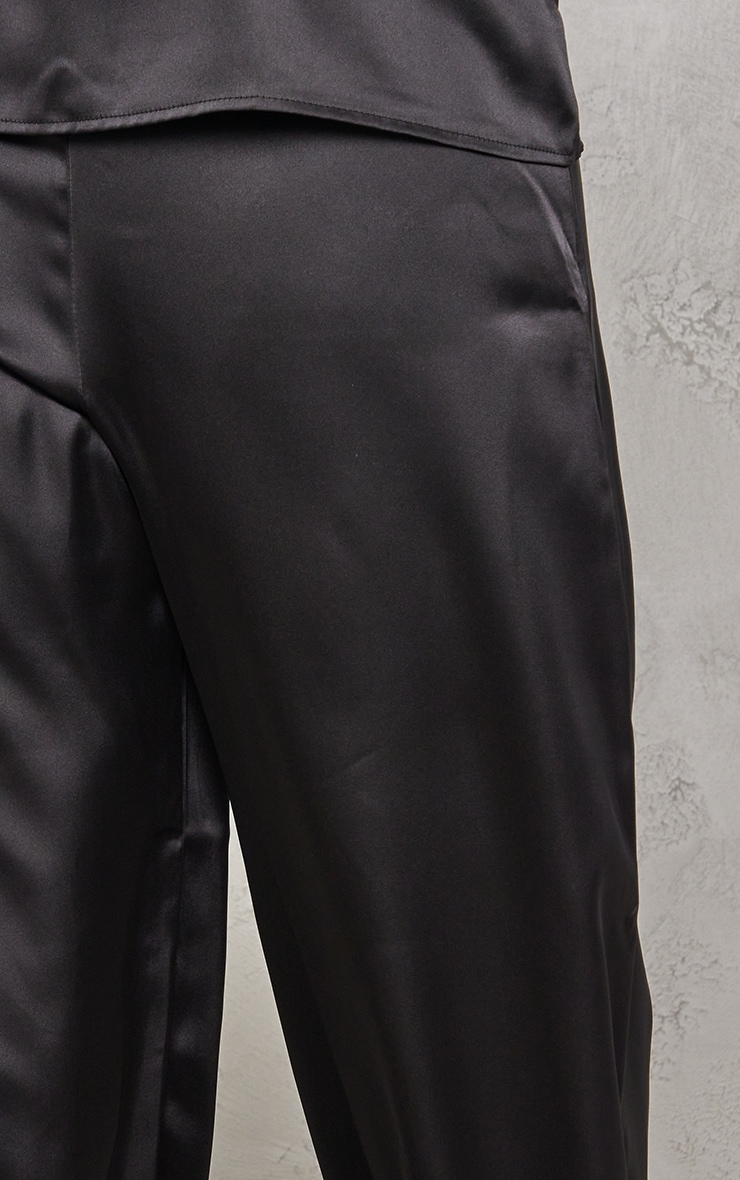 Plus Black Wide Leg High Waisted Satin Pants image 4