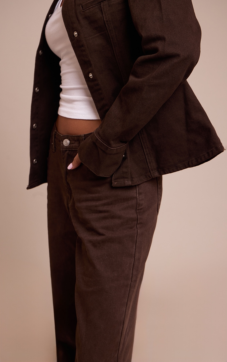 Jean droit taille haute chocolat foncé image 4