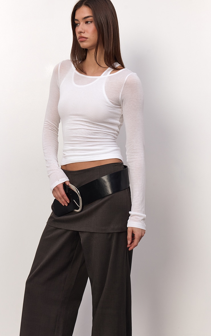 Charcoal Overlay Detail Wide Leg Pants image 5