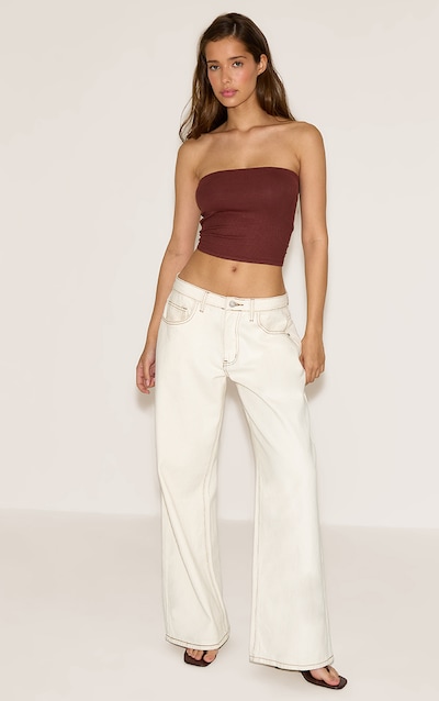 Chocolate Soft Rib Bandeau Top