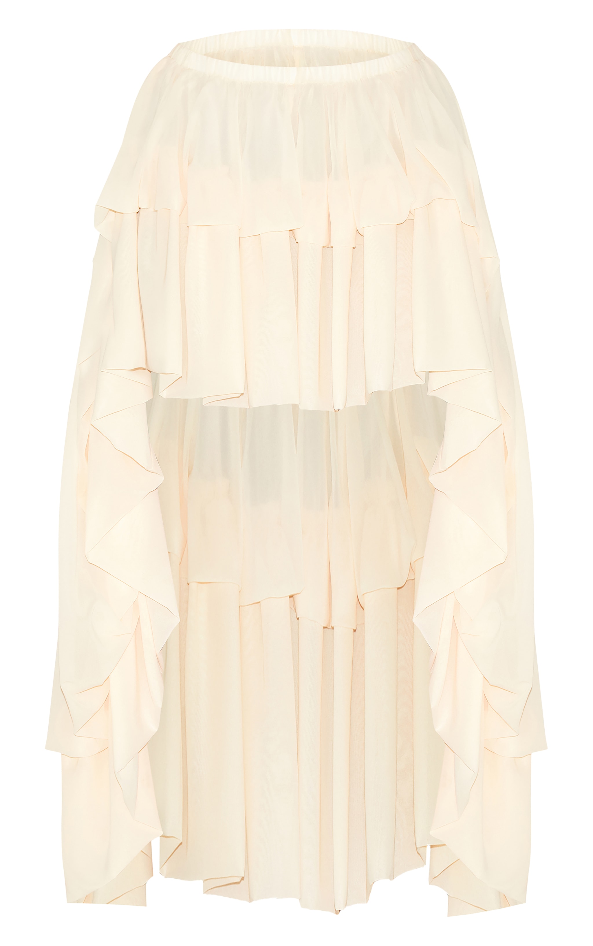 Shape Cream Chiffon High Tiered Maxi Skirt image 5