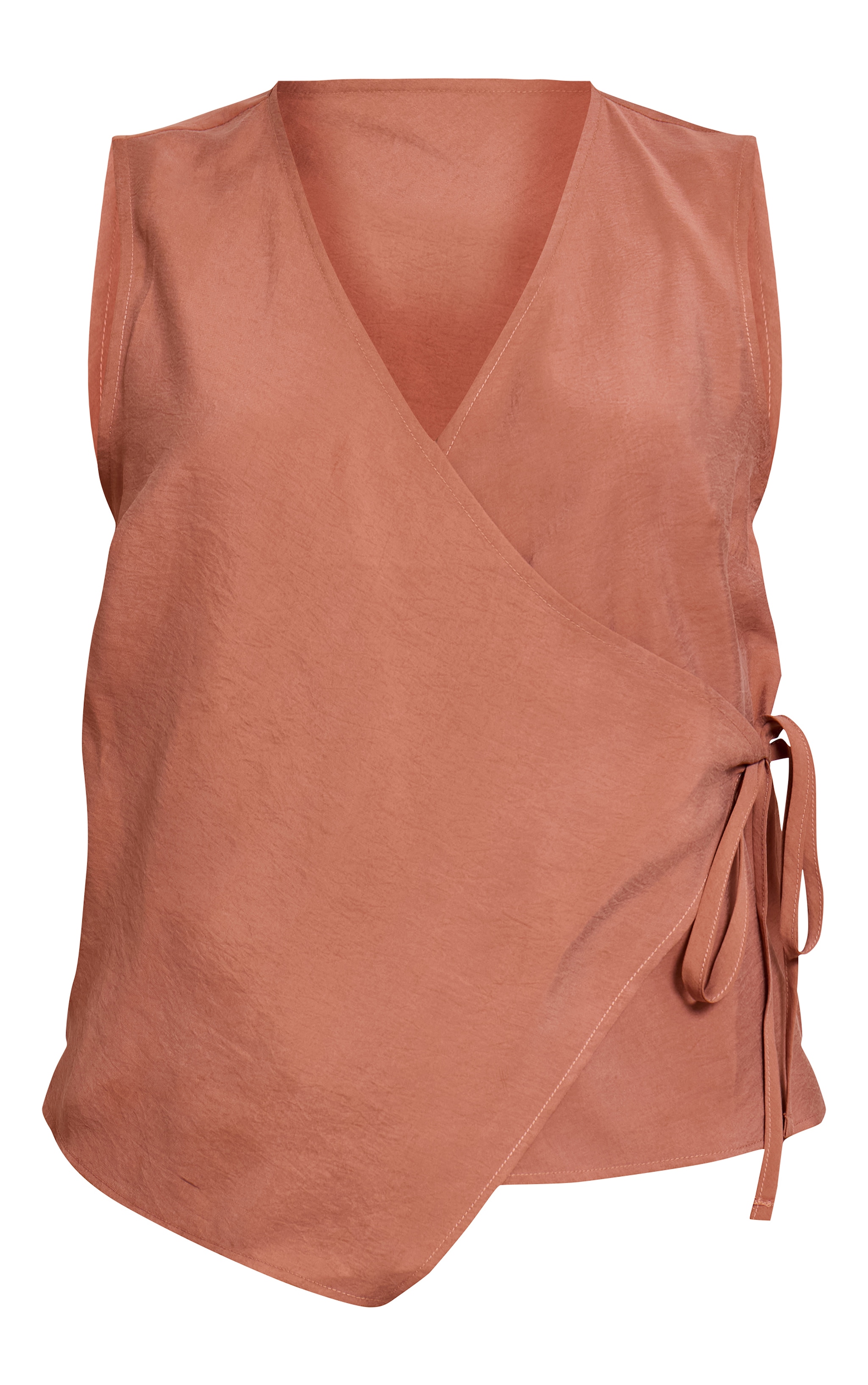 Chesnut Woven Side Tie Plunge Top image 5