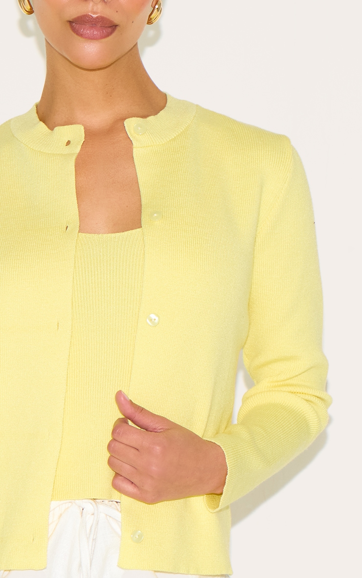 Petite Lemon Knitted Button Up Cardigan image 4