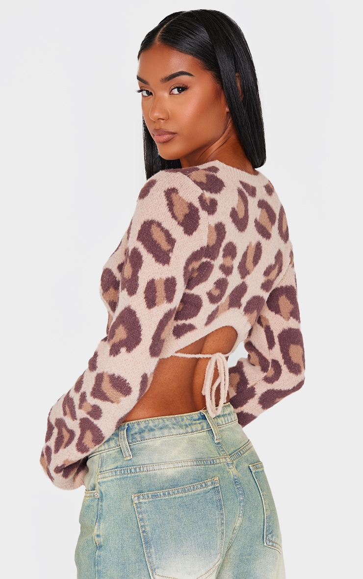 Leopard Soft Knit Open Back Jumper image 2