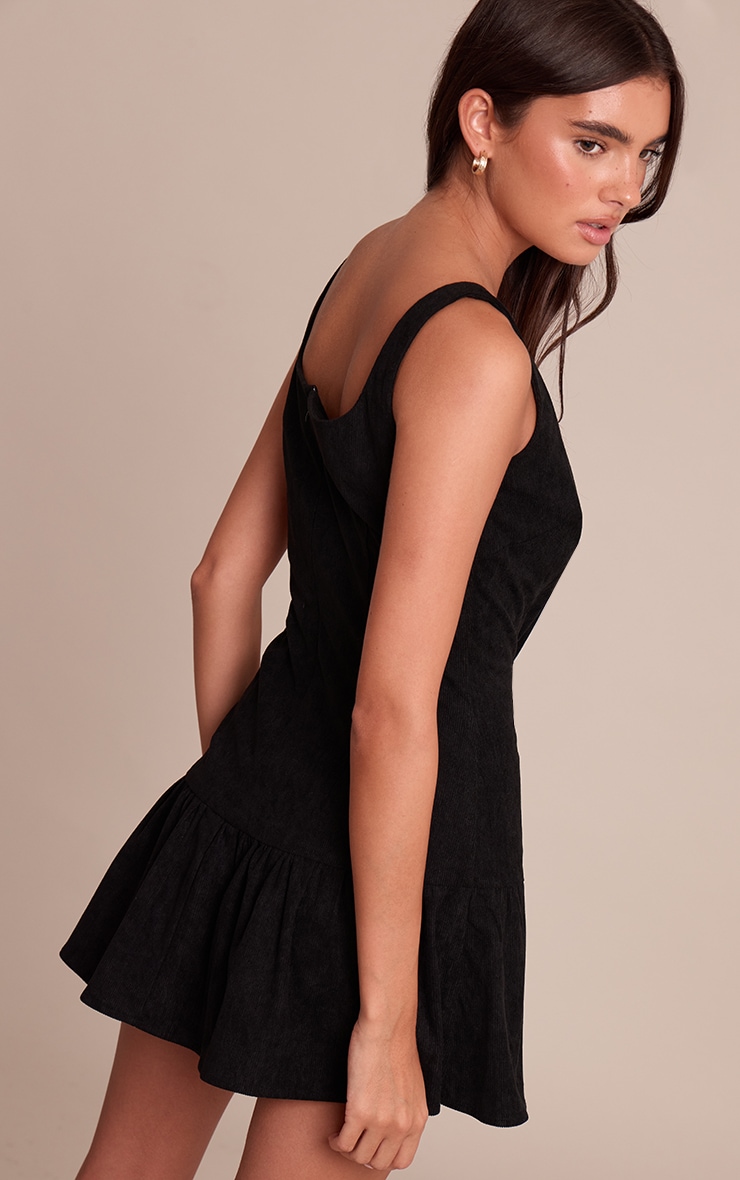 Black Cord Scoop Neck Shift Dress image 2
