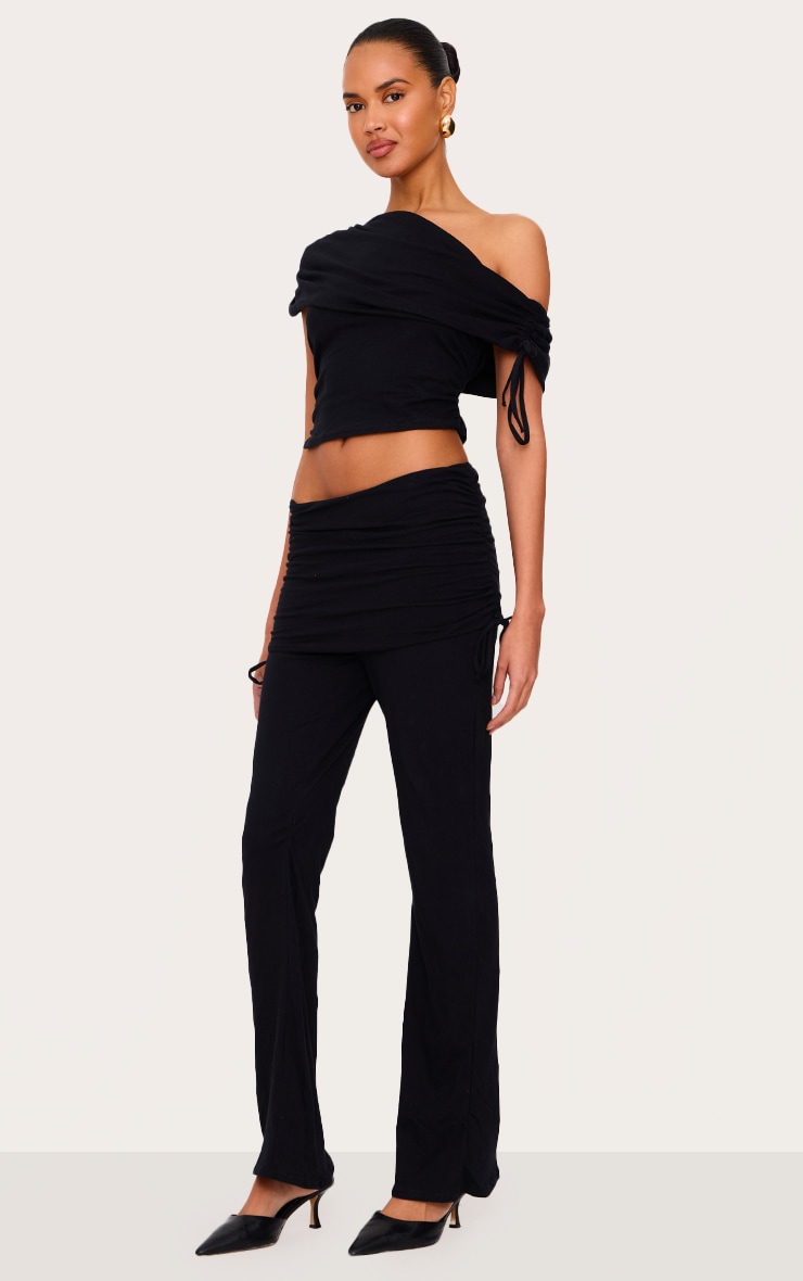 Black Ruched Side Off The Shoulder Top image 3