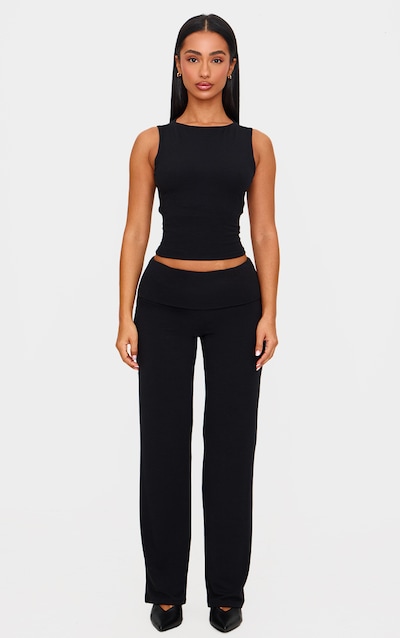 Petite Black Contour Jersey Straight Leg Pants
