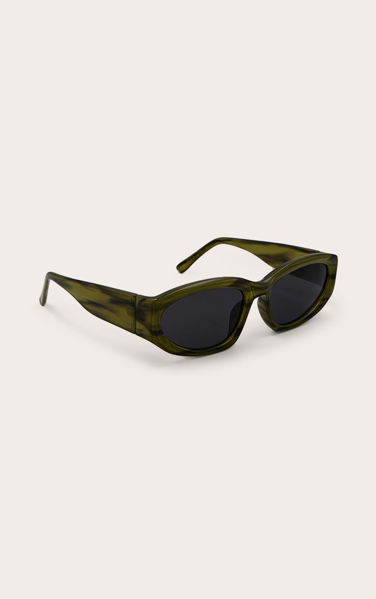 Green Marble Chunky Angled Sunglasses image 3