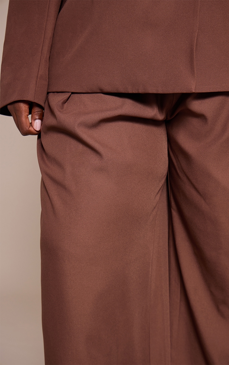 Plus Chocolate Tailored Woven Wide Leg Pin Tuck Pant image 4