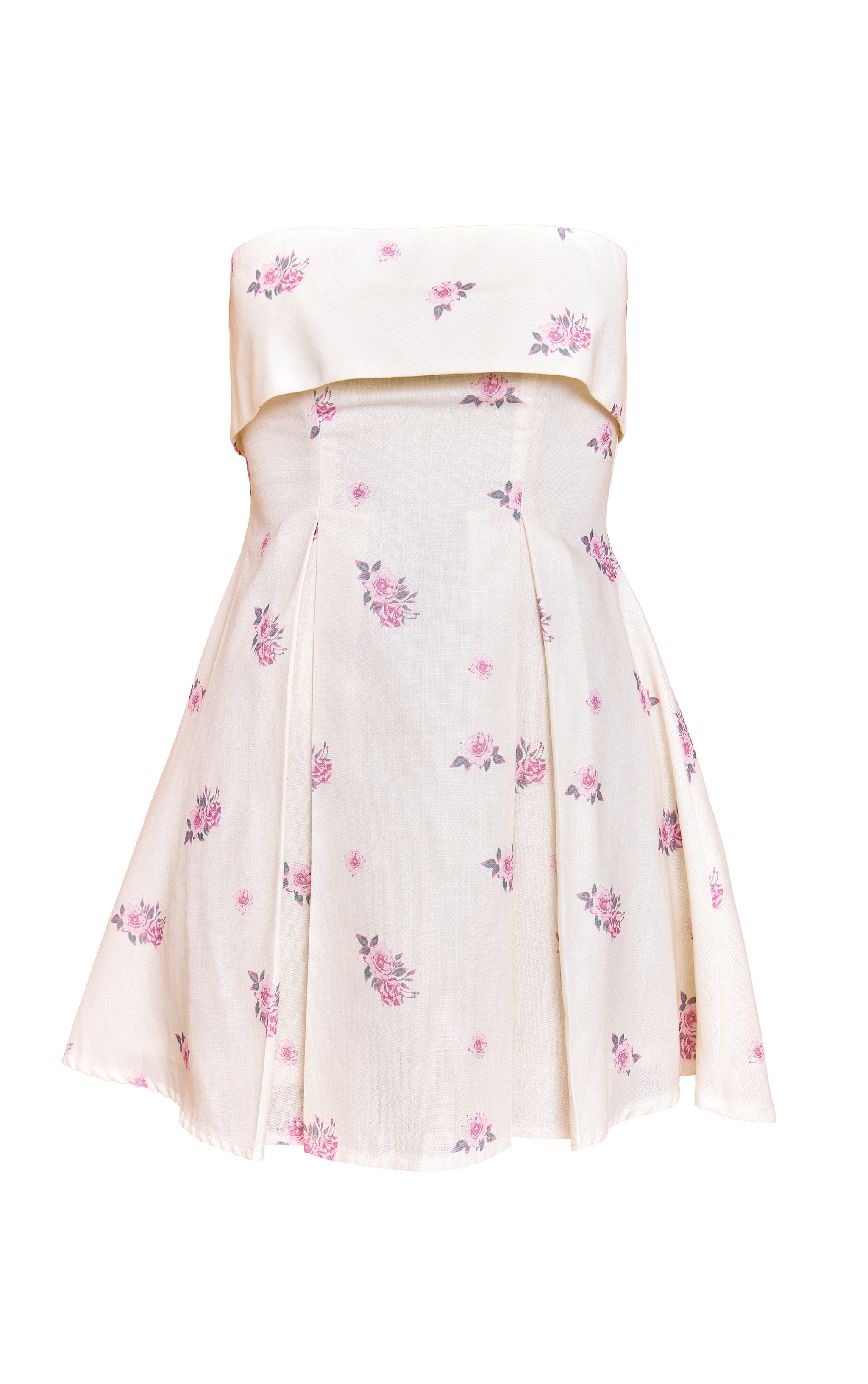 Robe droite bandeau en effet lin mélangé rose fleuri image 5
