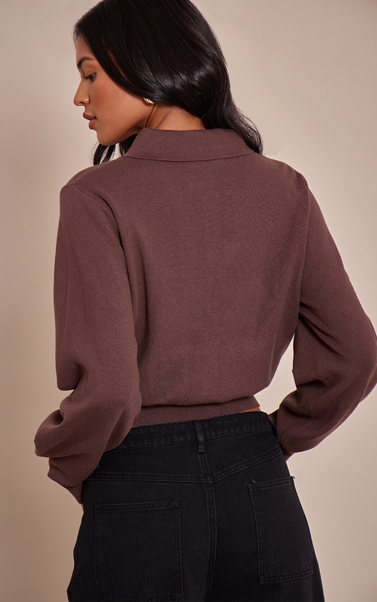 Tall Brown Compact Knit Covered Button Cardigan image 2
