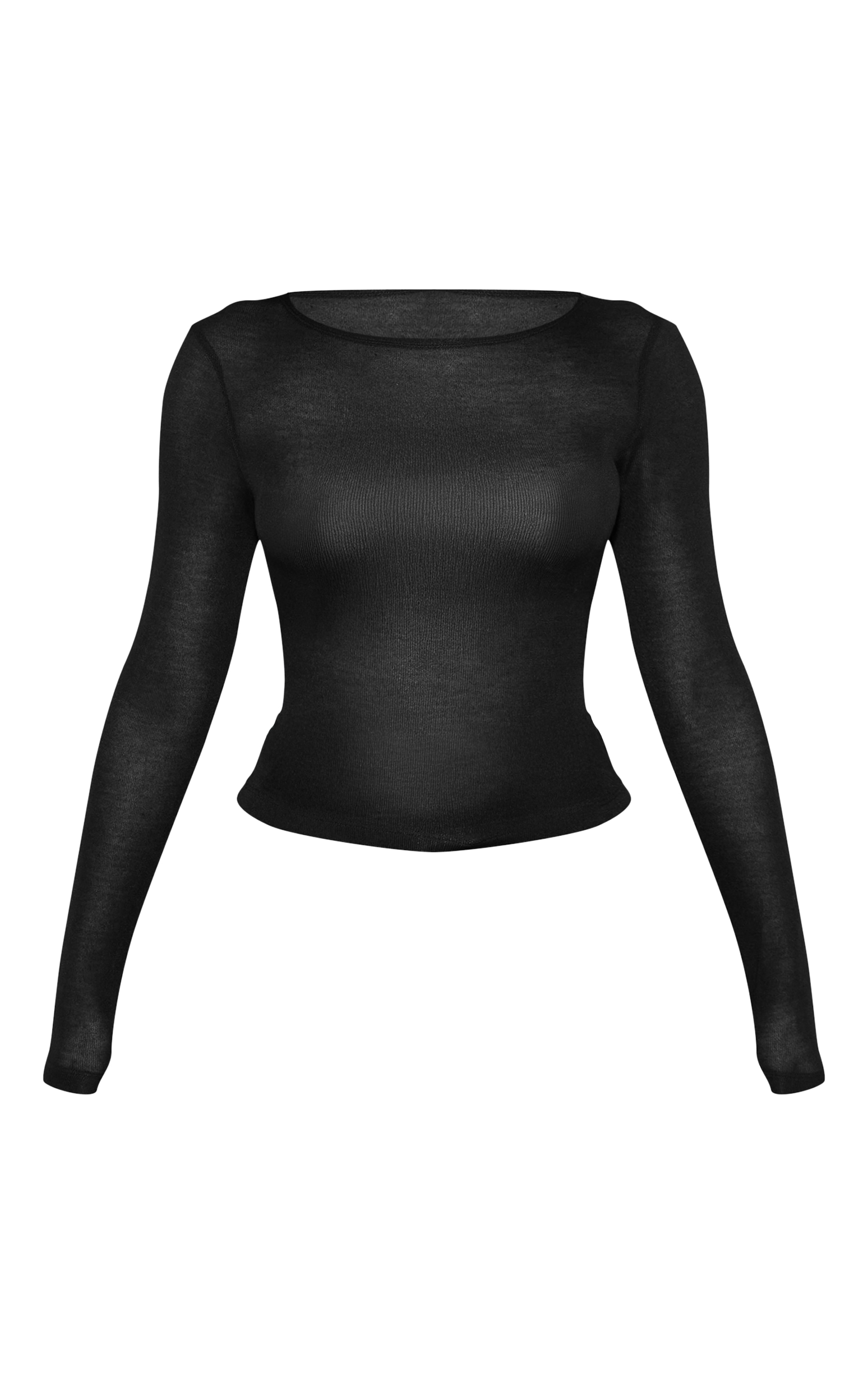 Petite Black Sheer Long Sleeve Top image 5