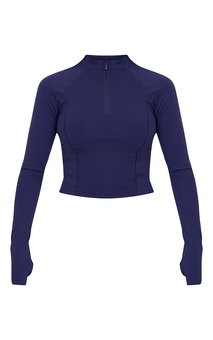 Navy Sculpt Quarter Zip Gym Top image 5