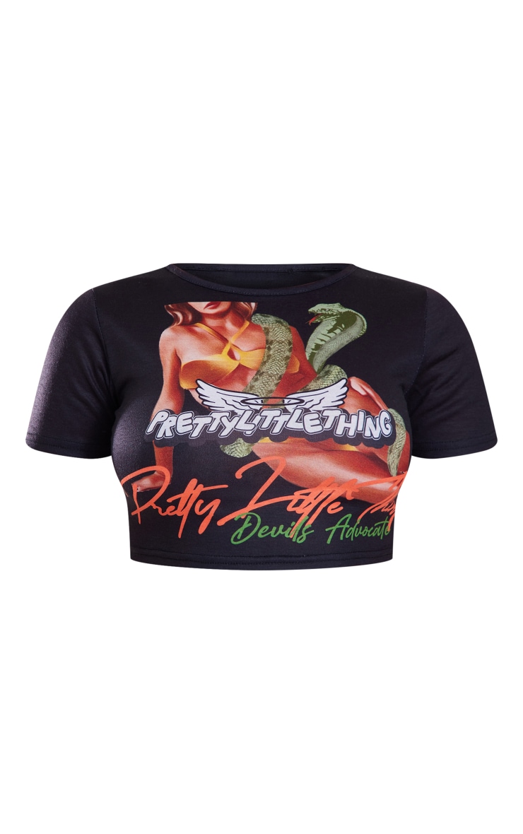 T-shirt ajusté court noir à imprimé Devils Advocate image 5