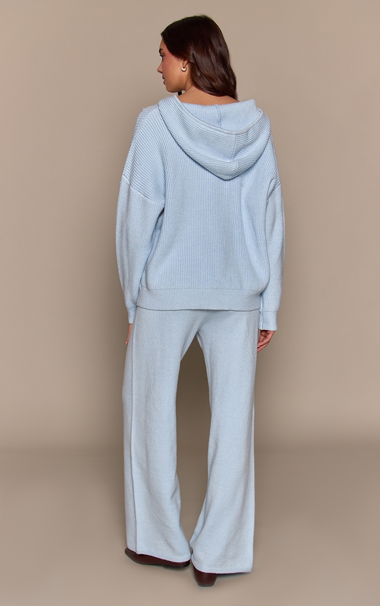 Baby Blue Knitted Slouchy Wide Leg Trousers  image 3