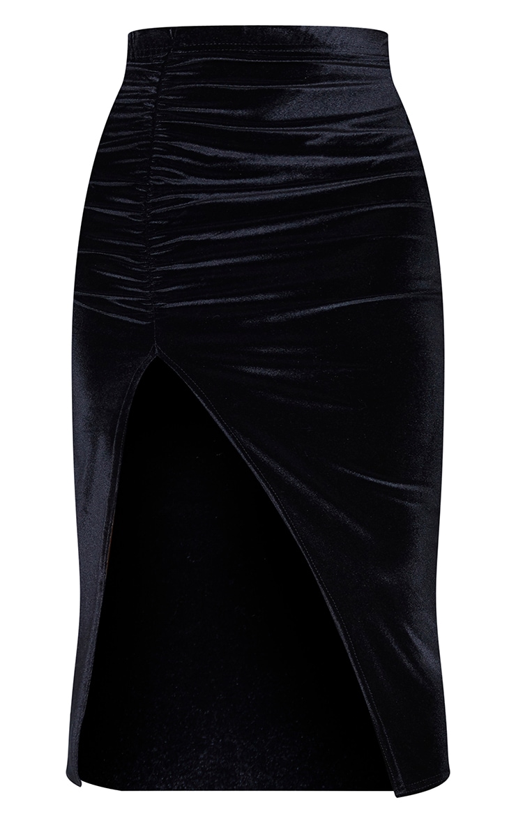 black velvet ruched skirt