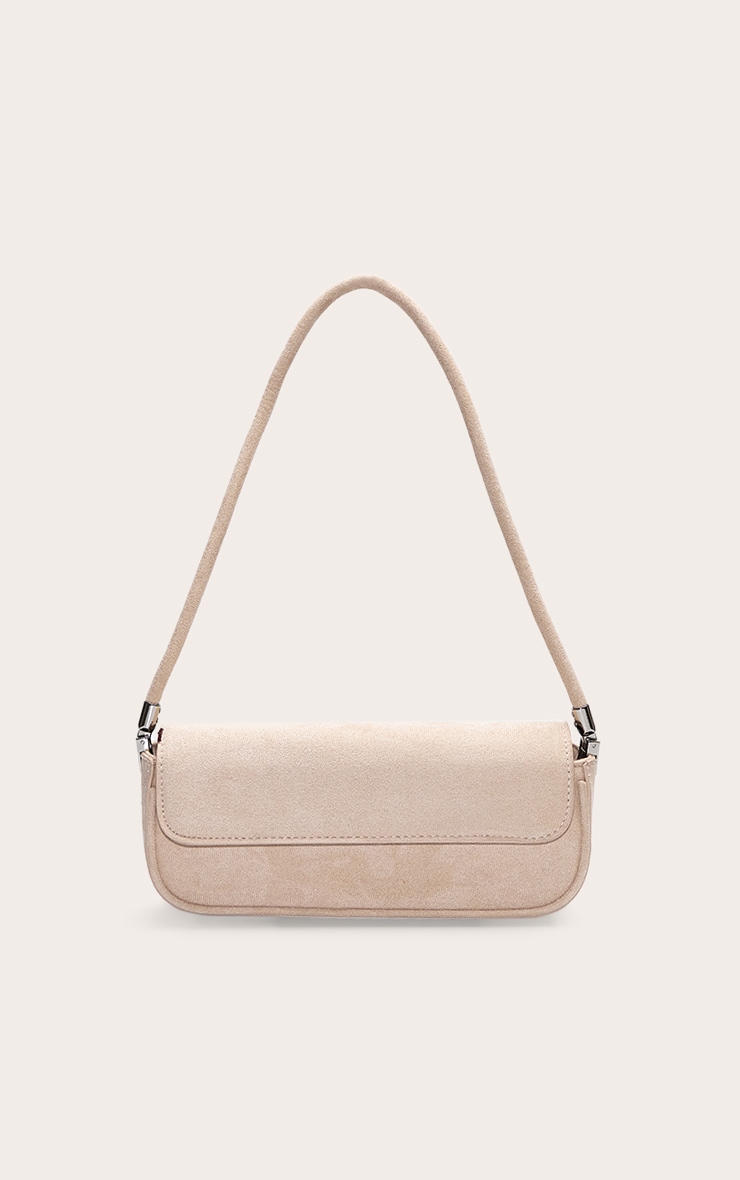 Cream Faux Suede Skinny Elongated Shoulder Bag image 2