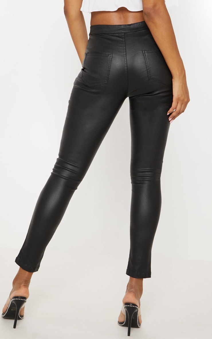 Black Coated Denim Skinny Jean Denim PrettyLittleThing