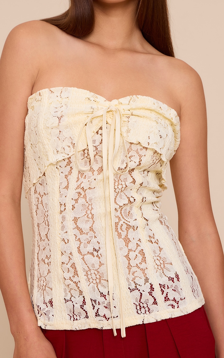 Lemon Fitted Lace Bandeau Longline Top image 4