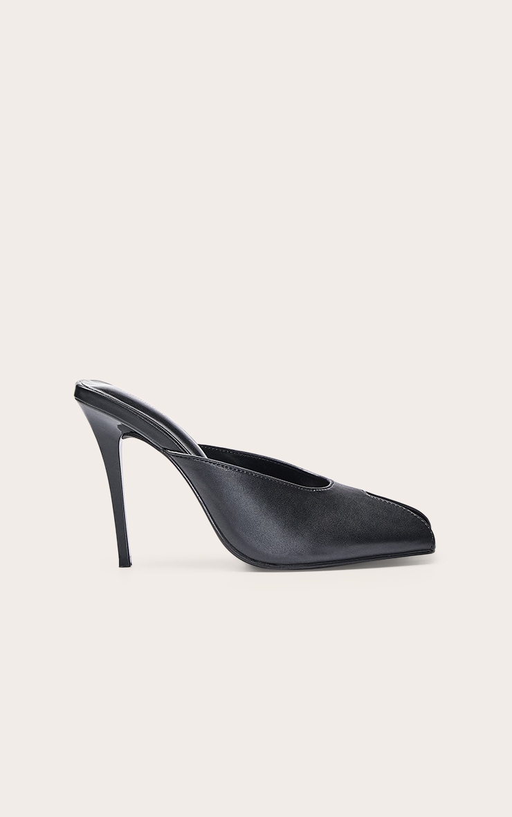 Black Peep Toe High Heeled Mules image 2