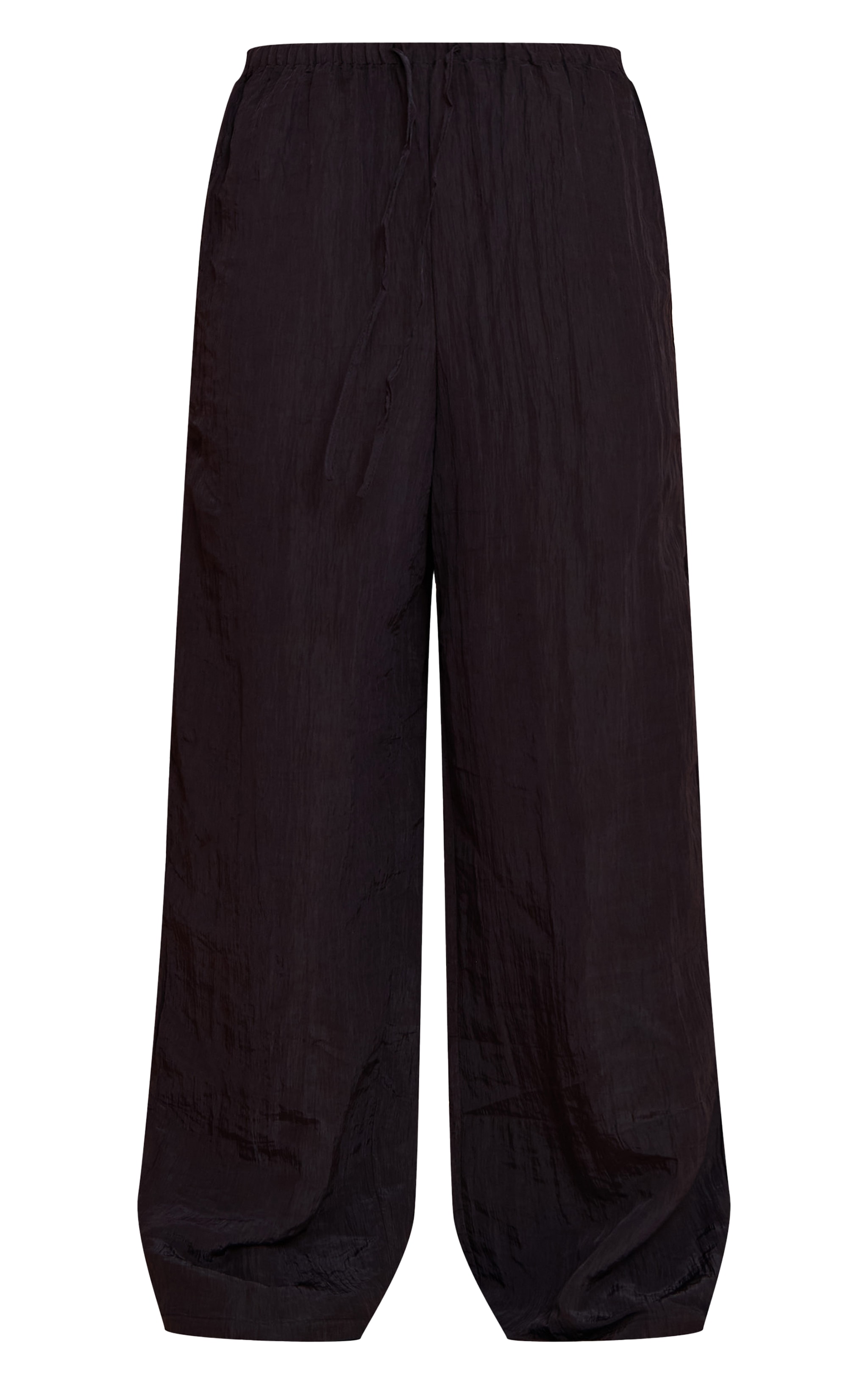 Black Crinkle Satin Drawstring Low Rise Pant image 5