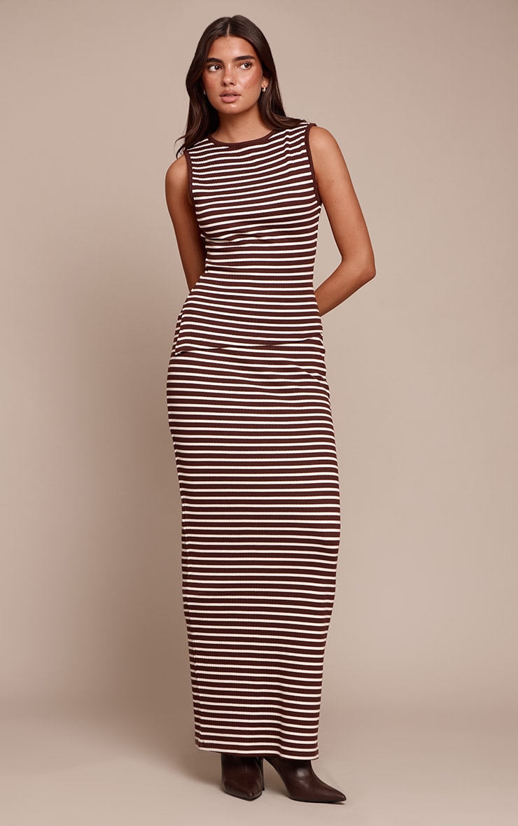 Débardeur chocolat rayé à bordures contrastantes image 3