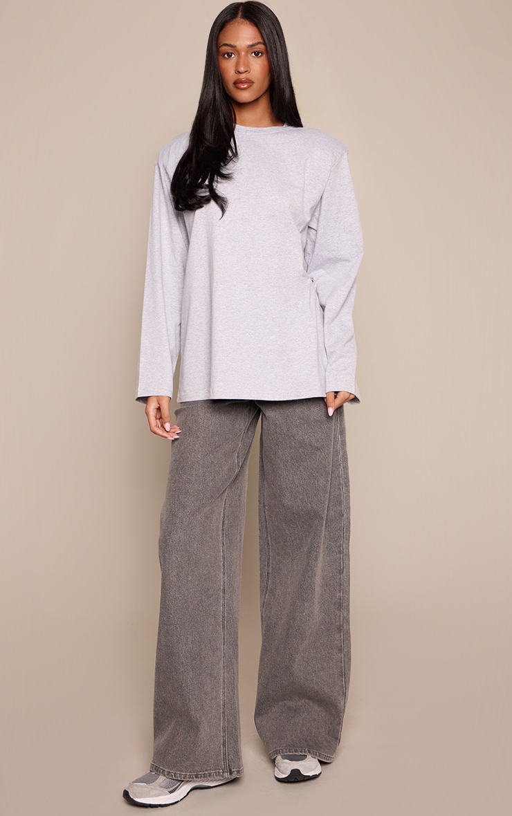 Tall Grey Mid Rise Stretch Wide Leg Jeans