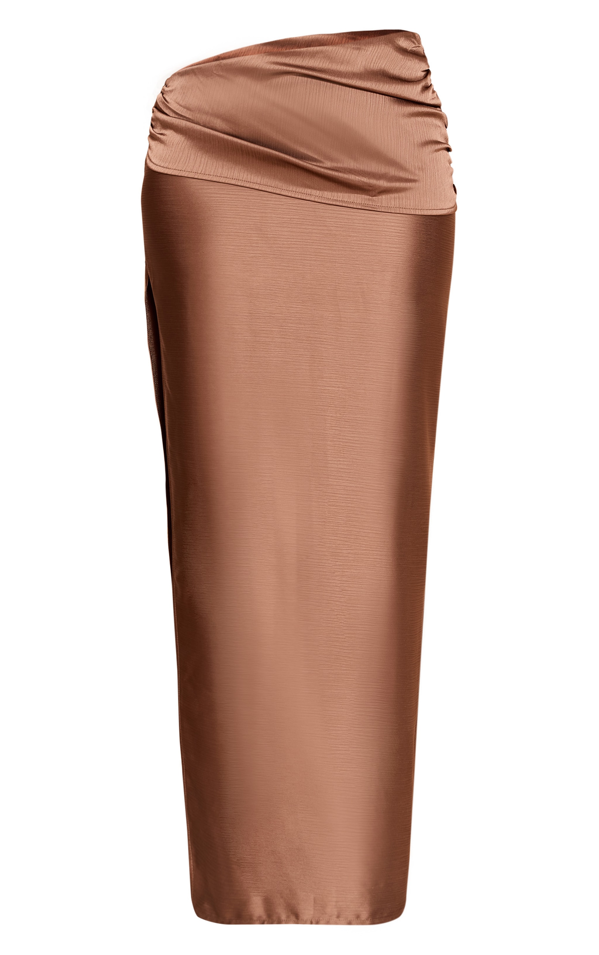 Chocolate Textured Satin Maxi Skirt image 5