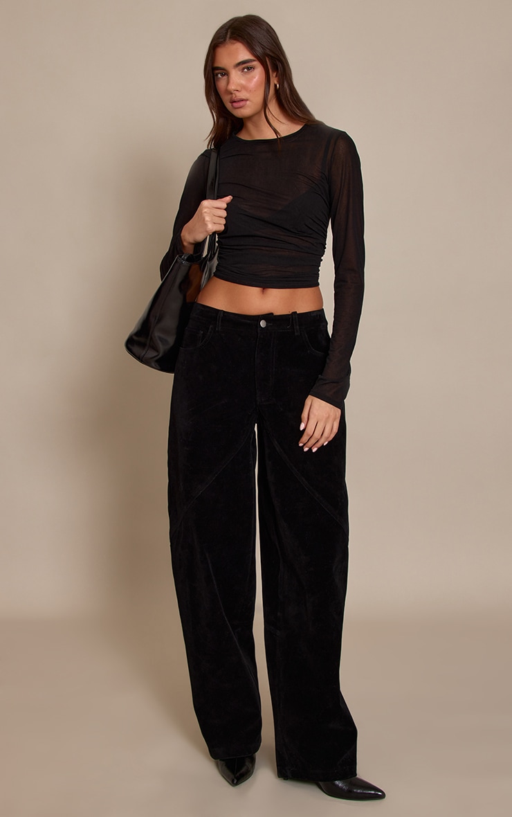Black Faux Suede Cargo Pants