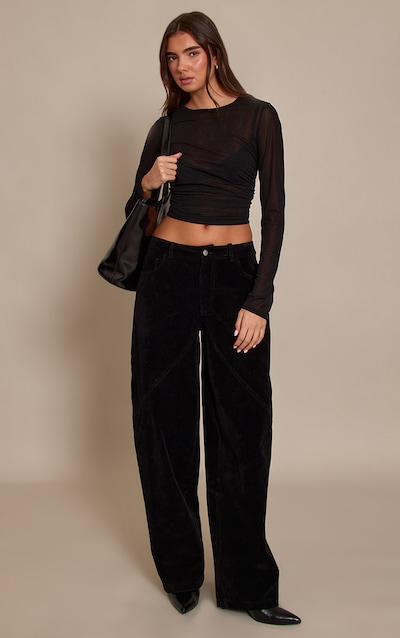 Black Faux Suede Cargo Pants